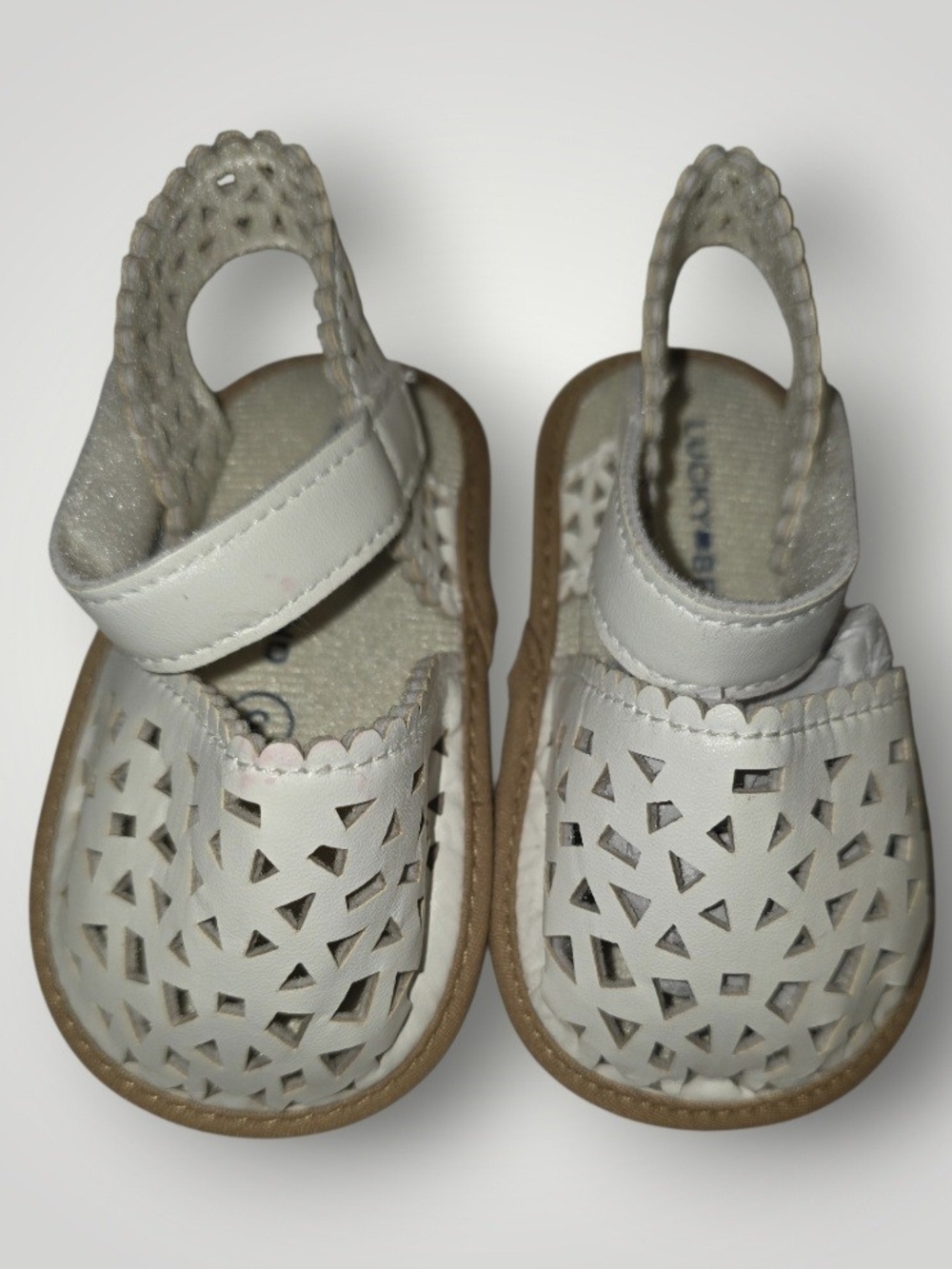 Lucky Brand White Baby Cutout Leather Sandals